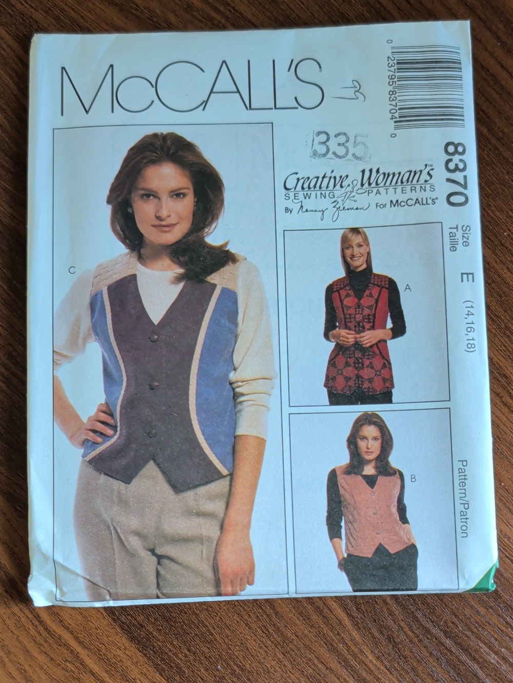 McCall's Creative Woman Sewing Patterns 8370 Sewing Pattern E (14,16,18)